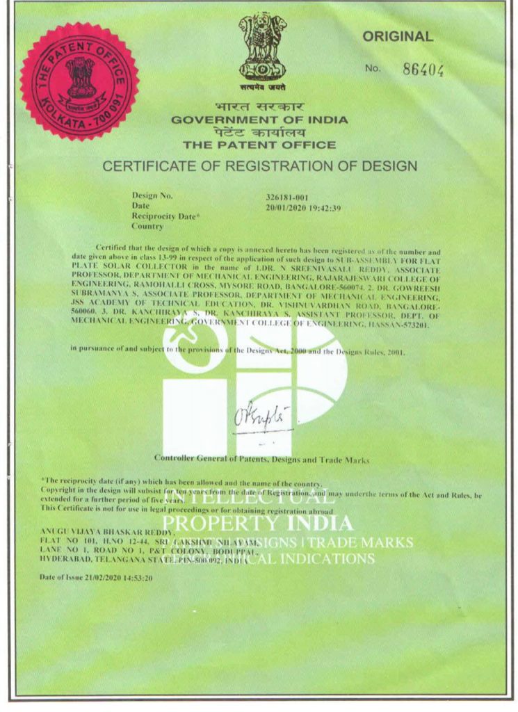 Dr Reddy patent approval certificate